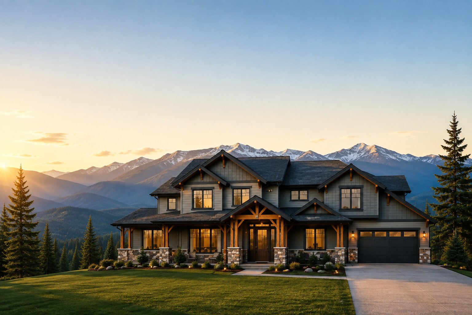 Mountain lodge in autumn